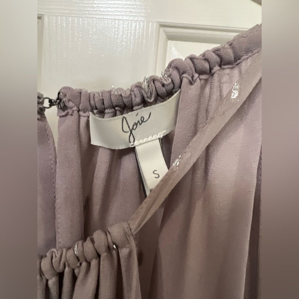 Joie Silver Gray Halter Top Metallic Detailing Chiffon ikat tiered look - Picture 3 of 3